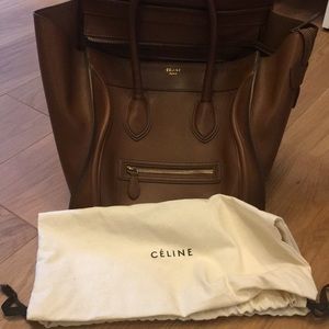 Celine mini luggage bag in dark brown